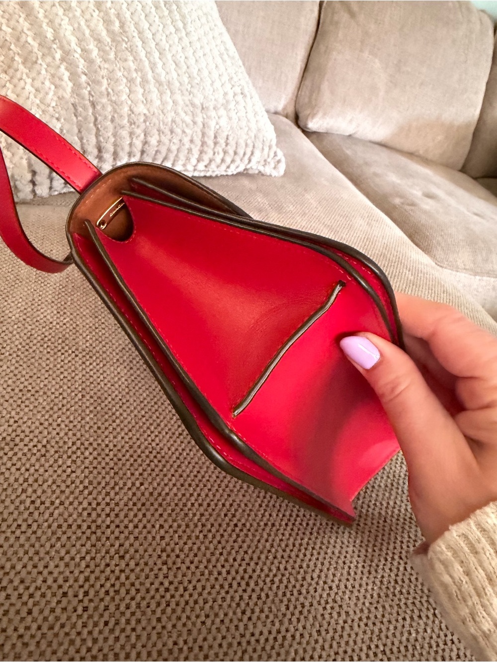 Coach Red Leather Crossbody Shoulder Bag with Gold-Tone Buckle - Picture 9 of 15